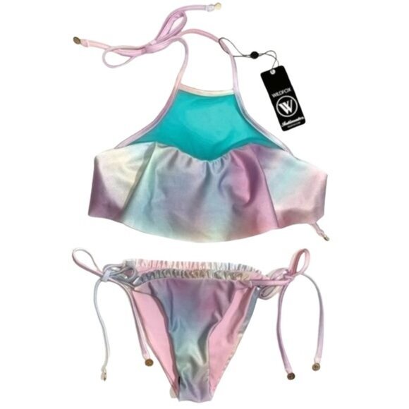Wildfox Fairy Hologram Pastel Bikini Size XS Tank & String Bikini Bottom New - Picture 9 of 9